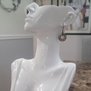 Lane Bryant Elegant Silver and Cream Dangle Earrings